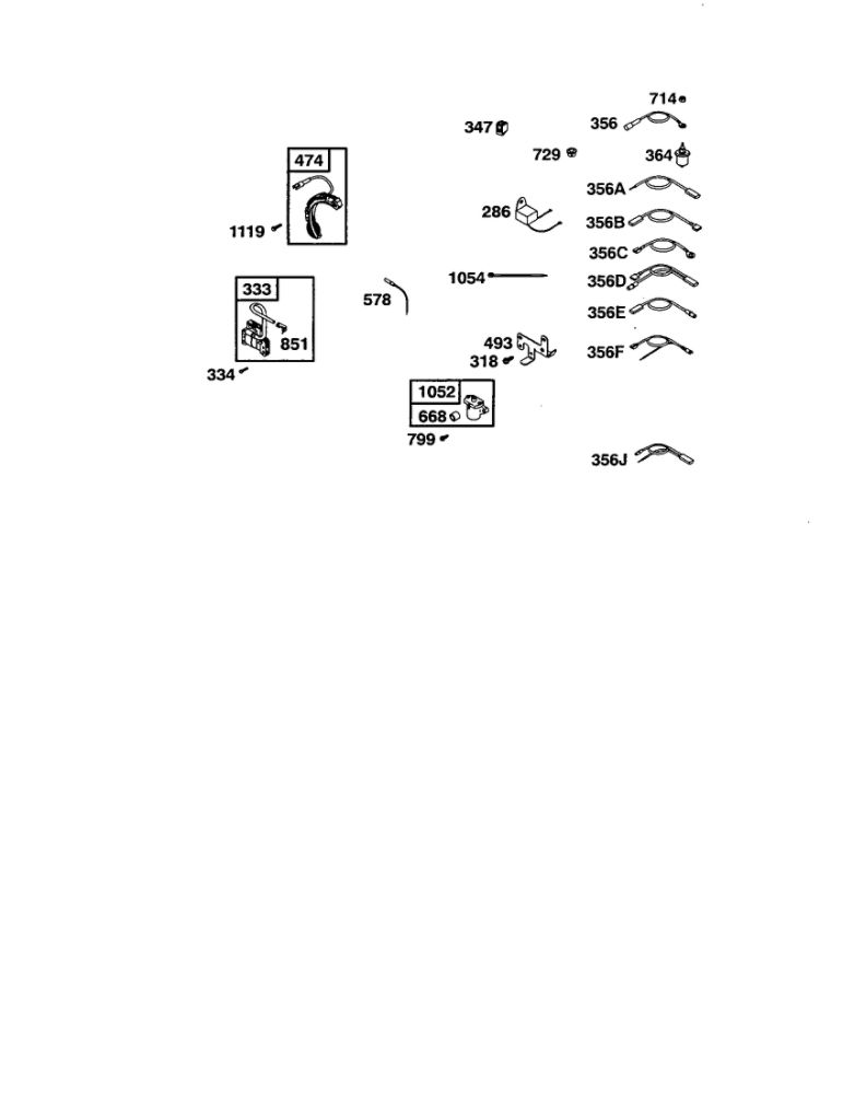 Wire Assembly/Rocker Switch Diagram and Parts List for 110400-110499 0200-0201-0203 Briggs and Stratton Engine
